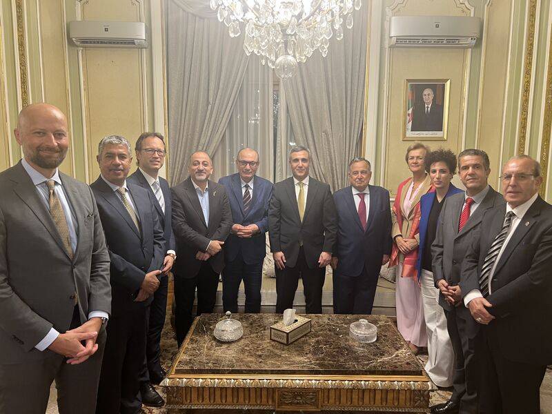 His Excellency Ambassador Mohamed Sofiane Berrah hosts a dialogue session with the participation of a select group of ambassadors accredited to Cairo.